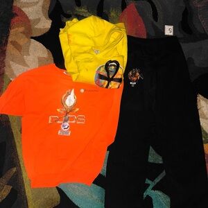 1/1 night house Orange and Yellow Graphic Sweatshirt Set